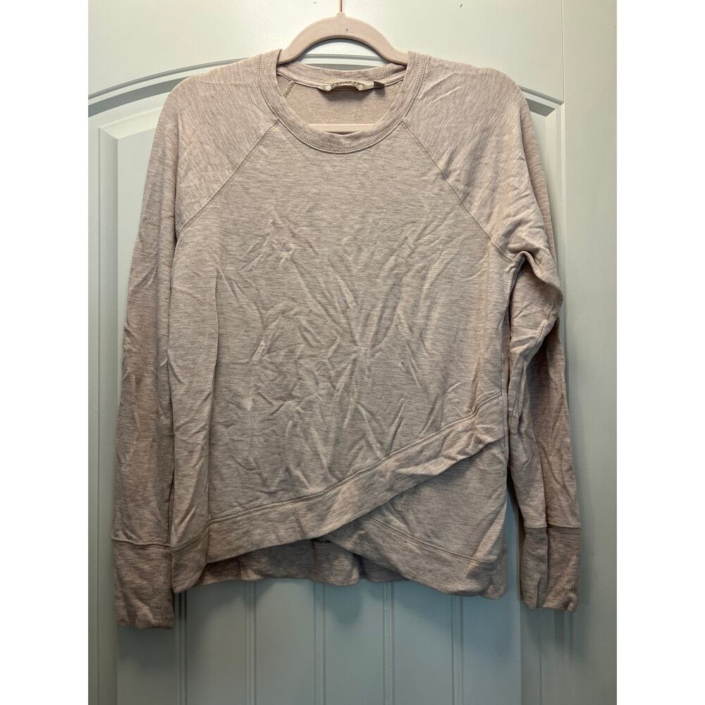 Athleta Women’s Crew Neck Criss Cross Long Sleeve‎ Sweatshirt Top Size M Beige